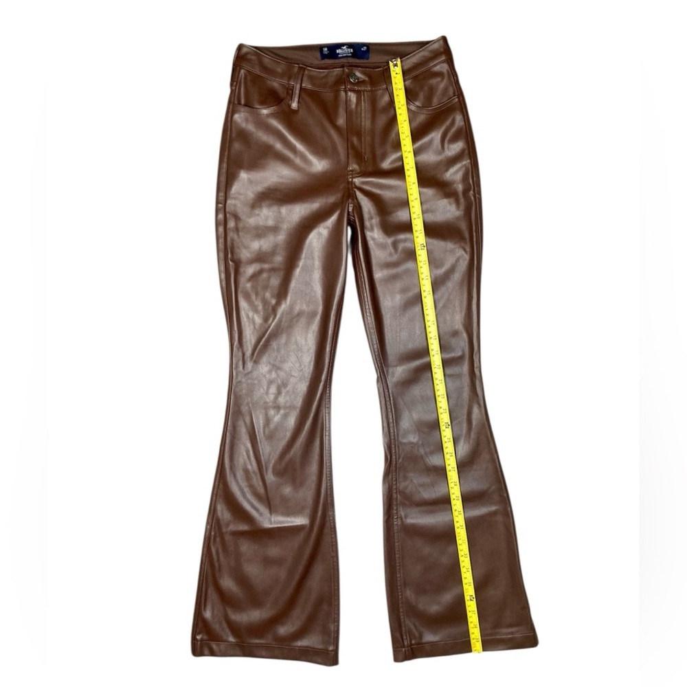 Hollister Vegan Leather High-Rise Flare Pants Brown Size 5R - Picture 5 of 6